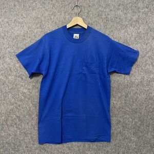 Vintage BVD Pocket T-Shirt Blue Single Stitch Made USA Men's Sz M 100% Cotton